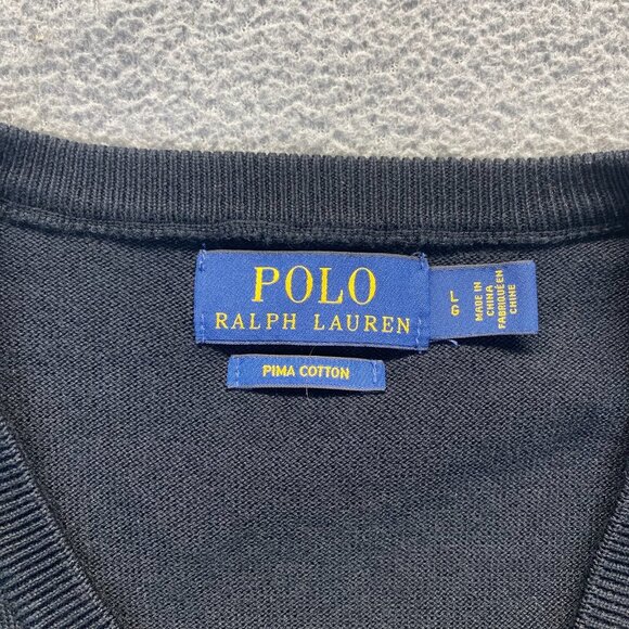 VTG Polo Ralph Lauren Sweater Men's Size Large Black 100% Pimma Cotton - Picture 11 of 12